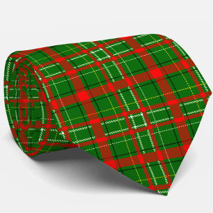 Green Christmas Tartan Plaid Pattern Design Tie