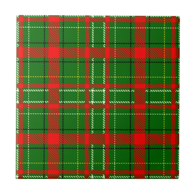 Green Christmas Tartan Plaid Pattern Design  Tile (Front)