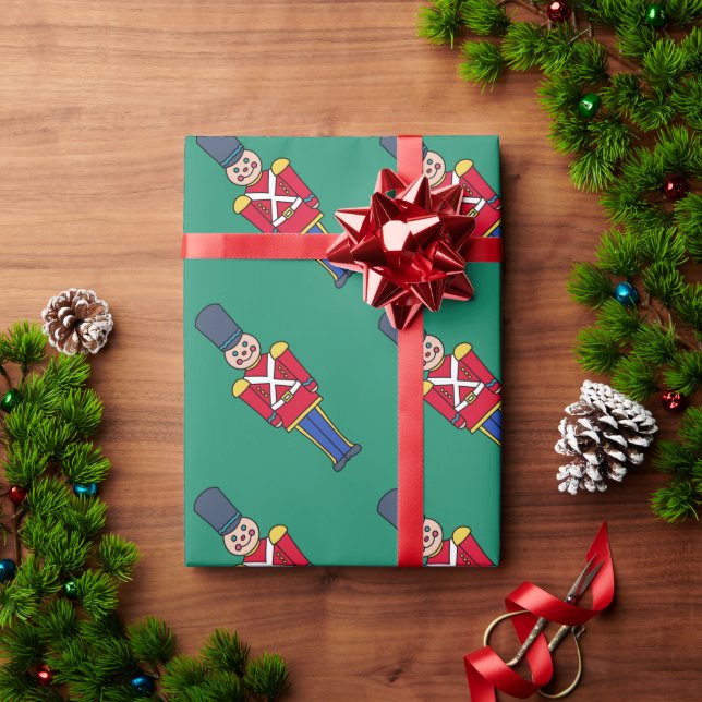 Green Christmas Toy Soldiers Wrapping Paper (Holiday Gift)