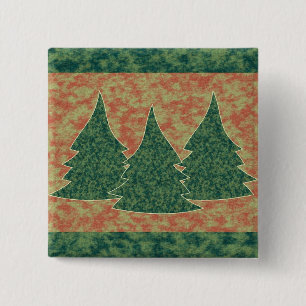 Green Christmas Tree 2 Inch Square Button