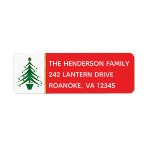 Green Christmas Tree Address Label