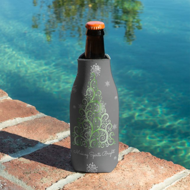 Green Christmas Tree and Snowflakes Bottle Cooler (In Situ Pool)