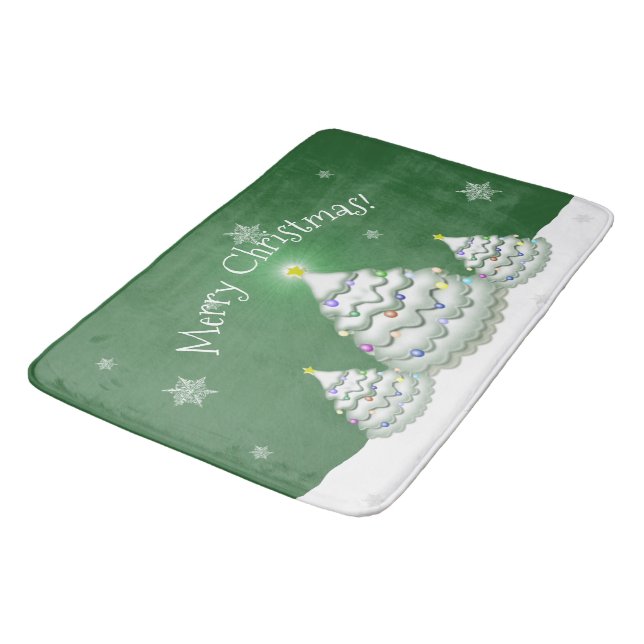 Green Christmas Tree Bath Mat (Angled)