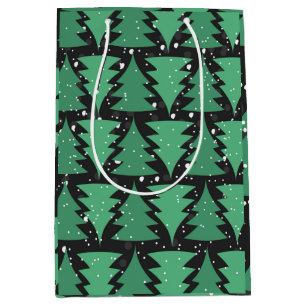 Green Christmas Tree Boho Lights Medium Gift Bag