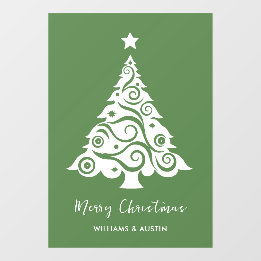 Green Christmas Tree Business Window Decoration Window Cling