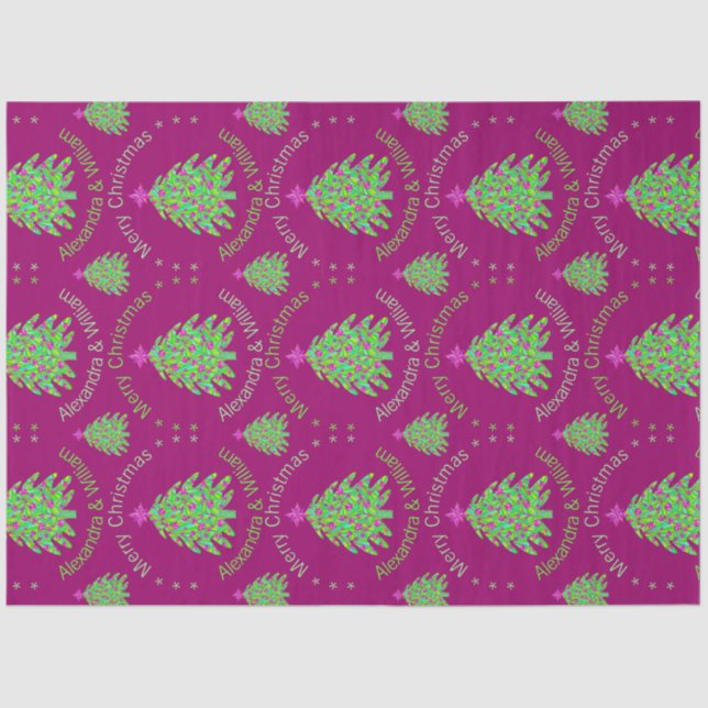 Green Christmas Tree Colourful Holiday Fun Tissue Paper (Front)