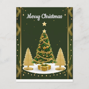 Green Christmas Tree Elegant Holiday Style 🎄✨💚 Postcard