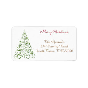 Green Christmas Tree Fancy Personalized Address Label