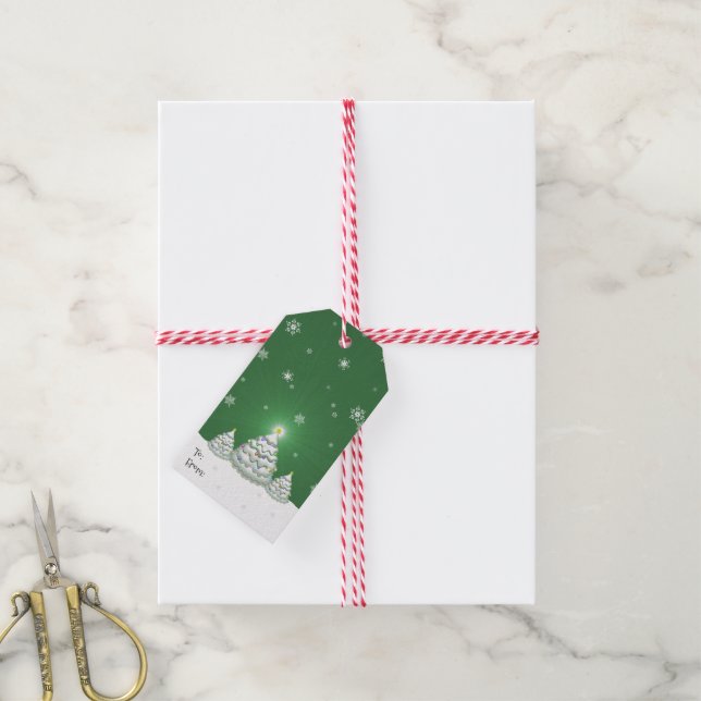Green Christmas Tree Gift Tag (With Twine)