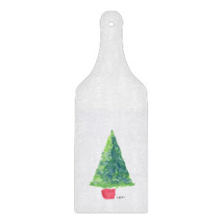 Green Christmas Tree Glass Cutting Board Paddle