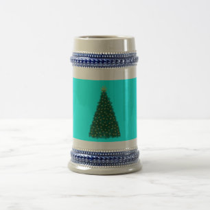 Green Christmas Tree, Gold Running Horses, Aqua Beer Stein