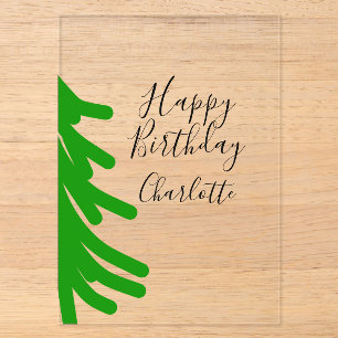 Green Christmas tree happy birthday December winte Acrylic Invitations