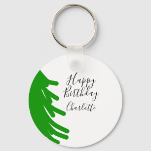 Green Christmas tree happy birthday December winte Keychain