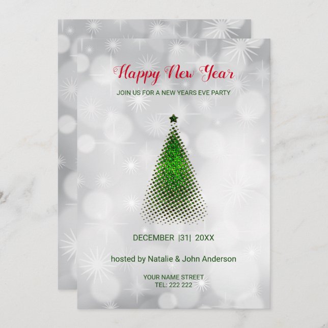 Green Christmas Tree Invitation (Front/Back)