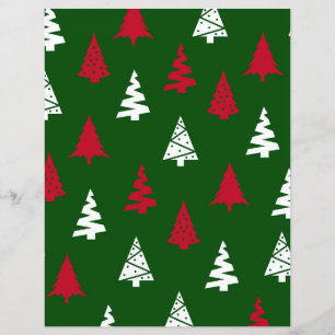 Green Christmas Tree Pattern Scrapbook Paper