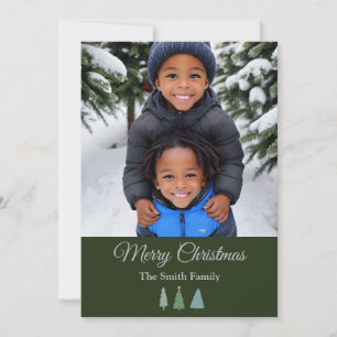 Green Christmas Tree Personalized Photo Holiday Card