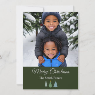 Green Christmas Tree Personalized Photo Holiday Card