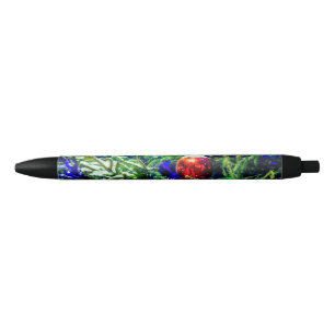 Green Christmas Tree Red Ball Black Ink Pen