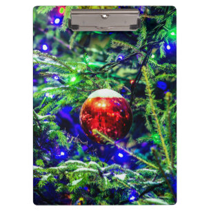 Green Christmas Tree Red Ball Clipboard
