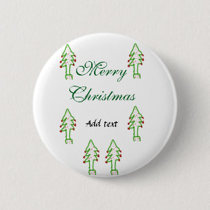 Green Christmas tree red cherry merry Christmas mo 2 Inch Round Button