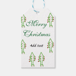 Green Christmas tree red cherry merry Christmas mo Gift Tags