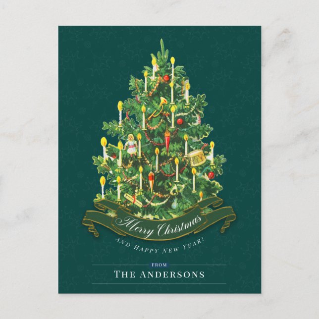 Green Christmas Tree Rustic Vintage Classic Custom Postcard (Front)