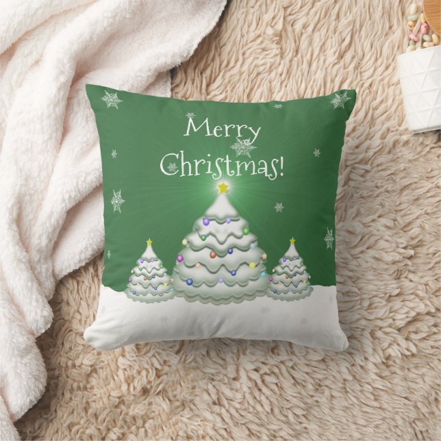 Green Christmas Tree Throw Pillow (Blanket)
