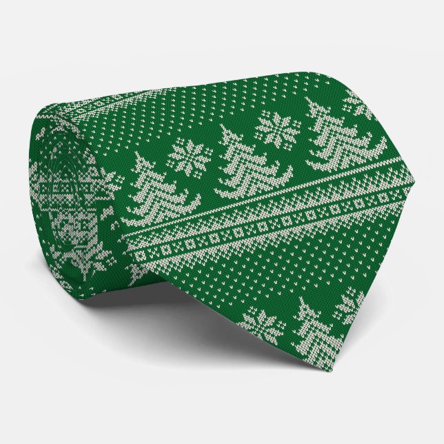 Green Christmas Tree Tie (Rolled)