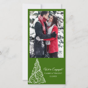 Green Christmas Tree Winter Engagement Holiday Card