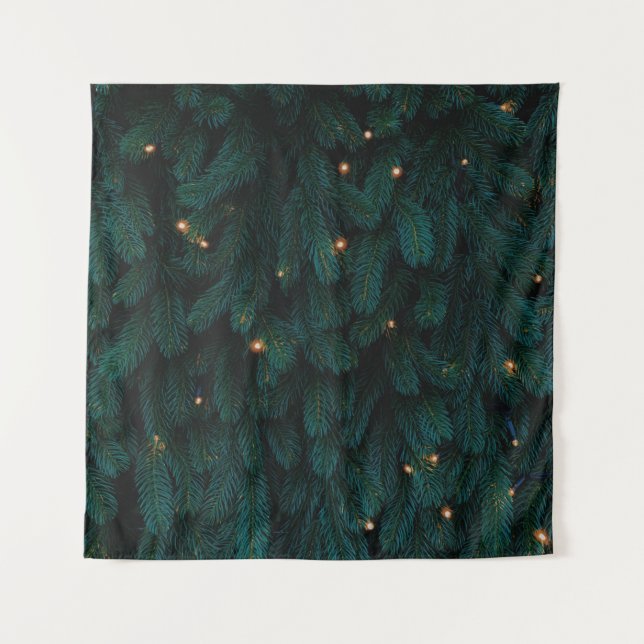 GREEN CHRISTMAS TREE WITH LIGHTS TAPESTRY (Front)