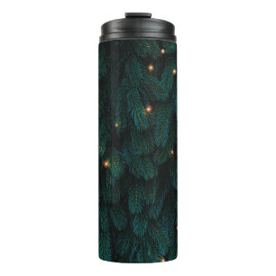 GREEN CHRISTMAS TREE WITH LIGHTS THERMAL TUMBLER