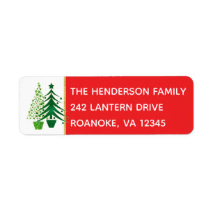 Green Christmas Trees Address Label