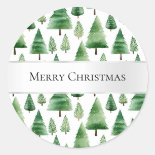 Green Christmas Trees Classic Round Sticker