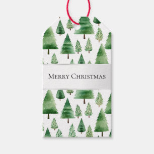 Green Christmas Trees Gift Tags