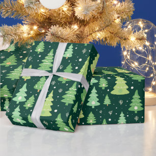 green christmas trees gift wrapping papers paper