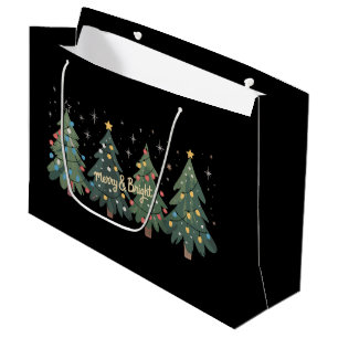 Green Christmas Trees Holiday Christmas Large Gift Bag