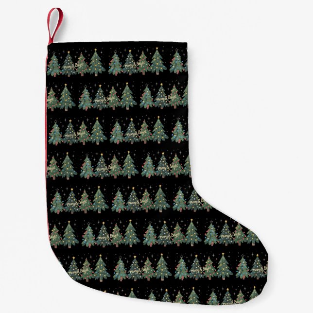 Green Christmas Trees Holiday Christmas  Small Christmas Stocking (Front)