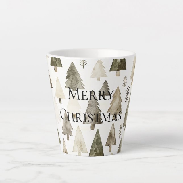 Green Christmas Trees Latte Mug (Front)