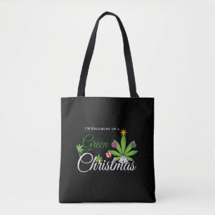 Green Christmas Weed Shirt Tote Bag
