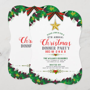Green Christmas Wreath Diner fête Invitation