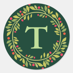 Green Christmas Wreath Envelope Seal