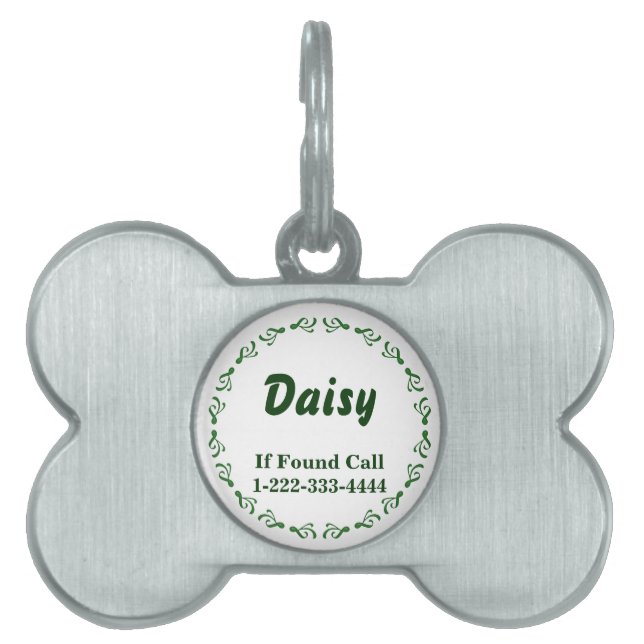 Green Circle Custom Pet ID Tag (Front)