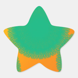 green circle in yellowish orange star sticker