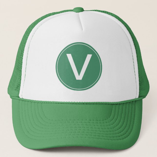 green circle monogram initial hat. trucker hat (Front)