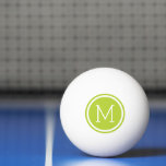 Green Circle Monogram Personalized Ping Pong Ball<br><div class="desc">Take your game to the next level with custom ping pong balls personalized with your monogram initial in a stylish circle frame. Available in a variety of colours, these ping pong balls are perfect for making a statement at your next game night or tournament. A unique and thoughtful gift idea...</div>