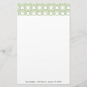 Green Circle Pattern Personalize Stationery