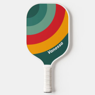 Green Circle Stripe with Name Pickleball Paddle