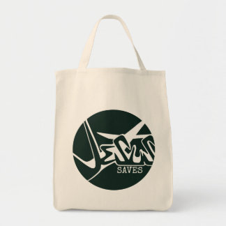 Green Circle The Cross Jesus Saves Graffiti Tote Bag