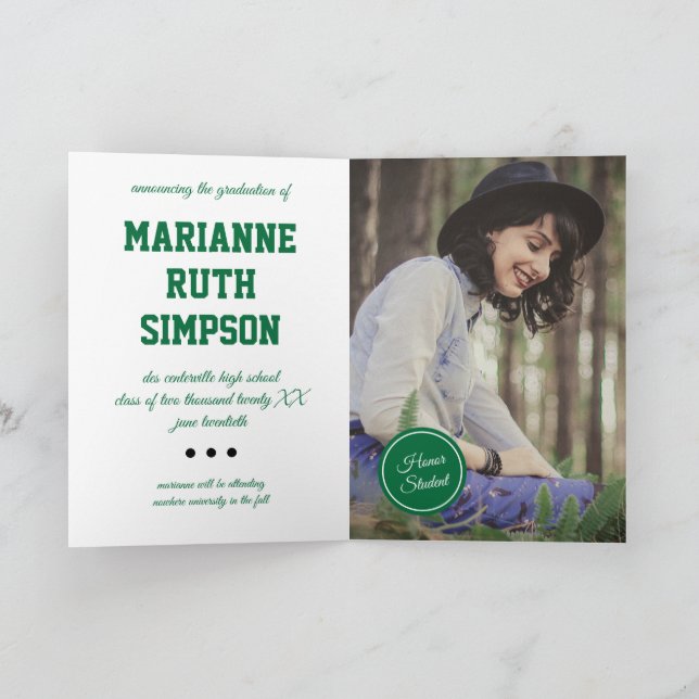 Green Circles Photo Graduation Invitation (Inside)