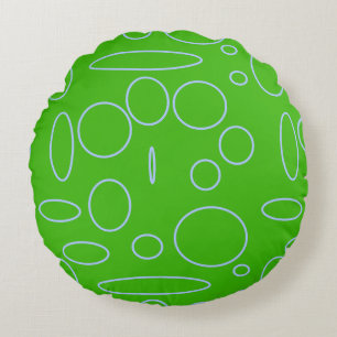 Green Circles Round Pillow